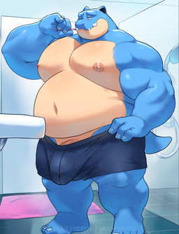 anthro areola barazoku bathroom belly belly_overhang biceps big_belly big_bulge big_muscles brush brushing brushing_teeth bulge clothed clothing deltoids facial_hair genitals holding_object huge_belly huge_bulge huge_muscles humanoid_genitalia humanoid_penis inside kemono male moobs musclegut muscular muscular_anthro muscular_male nails narrowed_eyes navel nipples one_eye_closed overweight overweight_anthro overweight_male penis penis_base personal_grooming sink solo standing stubble teeth text toothbrush toothpaste topless topless_anthro topless_male underwear underwear_only o-ro nintendo pokemon blastoise generation_1_pokemon pokemon_(species) 2025 hi_res url