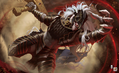 anthro armor biped black_armor breastplate claws clothing finger_claws fur gauntlets gloves hair handwear headgear helmet holding_melee_weapon holding_object holding_sword holding_weapon male melee_weapon muscular serratus solo sword weapon white_body white_fur white_hair nexus elden_ring fromsoftware maliketh_(elden_ring) canid canine canis mammal wolf 2022 digital_media_(artwork)