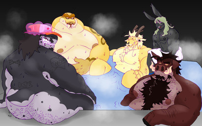 anthro back_tattoo bath bathhouse bodily_fluids butt butt_focus group hairy male male/male partially_submerged sweat talking_to_another tattoo water sealafterhours mythology aquatic domestic_pig dragon eastern_dragon hybrid lagomorph leopard_seal leporid mammal mythological_creature mythological_scalie pinniped python rabbit reptile scalie seal snake suid suine sus_(pig) vietnamese_pot-bellied_pig warthog hi_res
