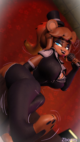 anthro armwear big_breasts blue_eyes breasts clothing crossgender elbow_gloves emanata eyeshadow feet female fingerless_gloves fingers foot_focus freckled_face freckles gloves handwear hat headgear headwear heart_symbol inside legwear machine makeup mtf_crossgender open_mouth sitting smile solo thick_thighs thigh_highs top_hat wide_hips zbones cryptiacurves_(modeler) five_nights_at_freddy's fredina's_nightclub scottgames freddy_(fnaf) frenni_(cryptiacurves) animatronic bear mammal robot 2025 3d_(artwork) absurd_res digital_media_(artwork) hi_res