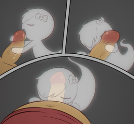 3_panel_comic anthro bodily_fluids body_worship bow_accessory deep_throat duo ectoplasm eyes_closed featureless_hands fellatio female first_person_view genital_fluids genital_worship genitals ghost_tail happy intangible licking male male/female navel oral oral_penetration overweight overweight_male penetration penile penis penis_in_mouth penis_lick penis_worship ridiculous_fit saliva sex sharp_teeth size_difference smaller_female spectrophilia teeth tongue translucent translucent_body vein veiny_penis e254e cartoon_network the_amazing_world_of_gumball carrie_krueger ghost human mammal spirit absurd_res comic hi_res