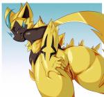 2019 anthro anus big_butt breasts butt butt_grab female generation_7_pokemon genitals hand_on_butt hi_res legendary_pokemon looking_at_viewer looking_back low-angle_view mcfli nintendo nude pokemon pokemon_(species) presenting presenting_hindquarters presenting_pussy pussy rear_view smile smirk solo spread_butt spreading thick_thighs zeraora