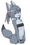 adolescent anthro biped blue_eyes blush breasts circle_eyebrows clothed clothed_anthro clothed_female clothing dipstick_tail eyebrows female female_anthro fur grey_body grey_fur grey_hair hair kemono loli markings one-piece_swimsuit silly_face simple_background small_breasts solo swimwear tail tail_markings three-quarter_view tied_hair translucent translucent_clothing translucent_swimwear white_background young young_anthro young_female tomato27204917 gris_swimsuit meme_clothing canid canine fox mammal meme