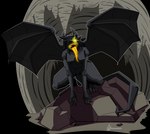 cave claws feet female glowing glowing_eyes obsidian_demon open_mouth pose rock sharp_teeth solo spread_wings tail_spines talons teeth toes tongue tongue_out wings masterzoroark666 mara demon humanoid alpha_channel hi_res