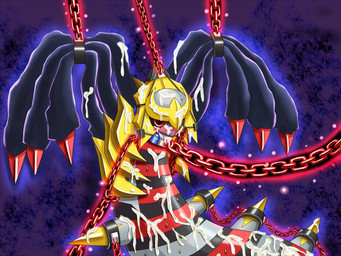 after_sex ambiguous_gender bdsm blush bodily_fluids bondage bound chain chained cum cum_in_mouth cum_inside cum_on_face genital_fluids looking_at_viewer open_mouth red_eyes solo sweat tears tongue tongue_out wings やみぃ mythology nintendo pokemon dragon generation_4_pokemon giratina legendary_pokemon mythological_creature mythological_scalie origin_forme_giratina pokemon_(species) scalie 4:3 digital_media_(artwork)