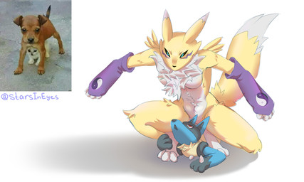 3_fingers 4_fingers abs action_pose anthro arm_tuft bent_legs biped black_body black_claws black_eyes black_fur black_sclera blue_body blue_eyes blue_fur breasts brown_body cheek_tuft chest_tuft claws clothing countershading duo facial_markings facial_tuft featureless_breasts feet female fingers fluffy frown fur fur_markings guard hand_on_foot hand_on_leg head_markings hero_pose kneeling larger_female leg_tuft long_ears long_tail looking_at_viewer looking_up lying male markings mask_(marking) muscular muscular_female navel neck_tuft on_front open_mouth paws photo pose purple_clothing red_eyes romantic romantic_couple serious shadow shoulder_tuft simple_background sitting sitting_on_another size_difference smaller_male soft_abs spikes spikes_(anatomy) spread_arms spread_legs spreading tail tan_body tan_fur text thick_thighs toes tuft white_background white_body white_countershading white_fur wide_hips yellow_body yellow_fur yin_yang starsineyes bandai_namco digimon nintendo pokemon canid canine canis digimon_(species) domestic_cat domestic_dog felid feline felis generation_4_pokemon lucario mammal pokemon_(species) renamon artist_name colored crossover hi_res reference_image shaded simple_shading