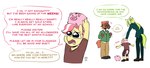 anthro bodily_fluids cardigan clothing cross-popping_vein female green_hair hair male orange_hair piggy_bank pink_hair tears text redxbacon hasbro my_little_pony fan_character golden_keylime_(oc) golden_string_peach_(redxbacon) earth_pony equid equine horse mammal pony english_text hi_res