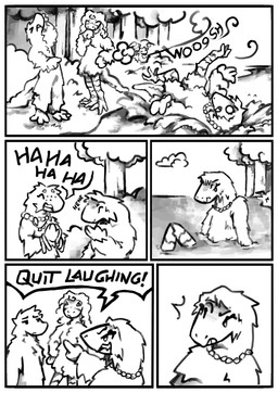anthro bangle cloud dialogue falling female fur gesture group hand_gesture jewelry male necklace plant pointing river scales sound_effects splash text tree water yelling yvme beasties_(series) jubilee_(beasties) ruper_(beasties) smilo_(beasties) theripo absurd_res comic english_text hi_res