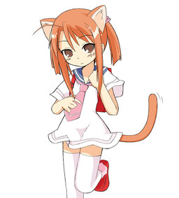 5_fingers asian_clothing backpack brown_eyes clothed clothing dress east_asian_clothing female fingers footwear front_view fur hair humanoid_hands japanese_clothing japanese_school_uniform legwear long_hair looking_at_viewer necktie on_one_leg orange_body orange_fur orange_hair randoseru school_uniform serafuku shoes simple_background solo standing tail tan_body tan_skin uniform white_background ixy animal_humanoid cat_humanoid felid felid_humanoid feline feline_humanoid humanoid mammal mammal_humanoid