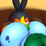 annoyed big_butt butt butt_in_face cross-popping_vein duo facesitting feral furniture male male/male motion_lines nude on_sofa onomatopoeia rubbing_butt_in_face sitting sitting_on_another sitting_on_sofa sofa sound_effects text tepigfan101 nintendo pokemon axel_the_bulbasaur axel_the_tepig bulbasaur generation_1_pokemon generation_5_pokemon pokemon_(species) tepig 2025 absurd_res hi_res