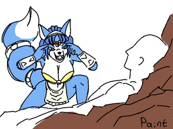accessory anthro black_nose blue_body blue_eyes breasts clothed clothing duo female fur furgonomics hair hair_accessory hairband jewelry male male/female open_mouth ring short_hair simple_background tail tail_accessory tail_jewelry tail_ring tailband tribal white_body white_fur ipainthere image_comics invincible_(image_comics) nintendo star_fox think_mark_think! anon krystal_(star_fox) canid canine fox human humanoid mammal 4:3 meme