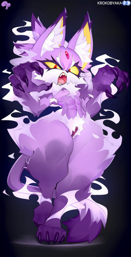 4_toes 5_fingers abs anthro areola athletic athletic_anthro athletic_female breasts chest_tuft claws crotch_tuft feet female finger_claws fingers forehead_gem fur gem genitals inner_ear_fluff looking_at_viewer looking_down looking_down_at_viewer muscular muscular_anthro muscular_female nipples nude open_mouth pose purple_areola purple_body purple_fur purple_nipples purple_vulva red_eyes solo tail teeth text thick_thighs toe_claws toes tongue tuft vulva wide_hips yellow_sclera krokobyaka sega sonic_the_hedgehog_(series) blaze_the_cat blaze_the_werecat felid feline mammal werecat werecreature werefelid werefeline 2023 absurd_res censored hi_res mosaic_censorship
