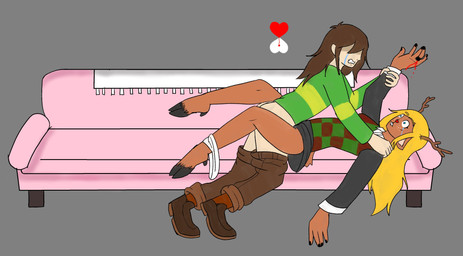 anthro antlers bodily_fluids buckteeth butt clothed clothing cloven_hooves crying digit_ring female forced freckles from_front_position furniture hair hooves horn human_on_anthro human_raping_anthro interspecies jewelry long_hair lying male male/female missionary_position on_back panties panties_down partially_clothed penetration rape ring sex snowgrave sofa spiked_ring tears teeth thorn_ring underwear underwear_down vaginal vaginal_penetration wedding_ring haruanonalex deltarune undertale_(series) kris_dreemurr noelle_holiday deer human mammal new_world_deer reindeer soul_(undertale) absurd_res hi_res