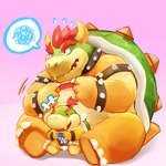 1:1 2020 annoyed anthro armband belly bib bowser bowser_jr. bracelet collar controller cute_fangs duo father_(lore) father_and_child_(lore) father_and_son_(lore) game_controller gaming hair hi_res horn jewelry kemono koopa lates male mario_bros multicolored_body nintendo nintendo_switch overweight overweight_male parent_(lore) parent_and_child_(lore) parent_and_son_(lore) pictographics playing_videogame red_hair scalie sharp_teeth shell simple_background sitting son_(lore) speech_bubble spiked_armband spiked_bracelet spiked_collar spiked_shell spikes spikes_(anatomy) spoken_squiggle teeth young