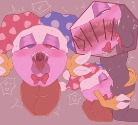balls ballsurfing barely_visible_genitalia barely_visible_vulva blue_eyes blush bodily_fluids bow_tie butt butt_grab censor_bar censored_genitalia censored_penis clothing crossgender cutaway deep_throat duo faceless_character faceless_human faceless_male feet fellatio female female_focus female_penetrated fool's_hat genitals grey_background grey_balls grey_body grey_penis hand_on_butt hat headgear headwear heart_symbol heterochromia human_penetrating humanoid_genitalia humanoid_penis ineffective_censorship internal internal_oral interspecies kneeling kneeling_and_blow_position larger_human larger_male long_fangs looking_at_another looking_at_partner male male/female male_human male_penetrating male_penetrating_female mouth_shot mtf_crossgender narrowed_eyes not_furry open_mouth oral oral_penetration penetration penile penis penis_in_mouth purple_body purple_eyelids purple_vulva red_eyes sex sharp_teeth simple_background size_difference smaller_female smaller_penetrated solo_focus sweat sweatdrop talons teeth toes tongue tongue_out tongue_out_fellatio tremble_spikes uvula vein veiny_penis vulva white_fangs wings x-ray_view ariarik_o0 kirby_(series) nintendo marx_(kirby) human mammal waddling_head 2023 censored digital_drawing_(artwork) digital_media_(artwork) english_description hi_res