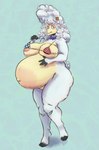 american_flag_bikini belly belly_blush big_belly bikini blush body_blush bottomless clothed clothing collar female flag_bikini nipple_slip pregnant solo swimwear thick_thighs two-piece_swimsuit awful_lad the_walten_files sha_(twf) bovid caprine mammal sheep absurd_res hi_res