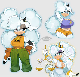 anthro bell bell_collar belt big_breasts blue_eyes bottomwear breasts clothing collar crop_top eyelashes female fingerless_gloves fur gloves hands_behind_head handwear horn midriff navel pants shirt shorts slightly_chubby slightly_chubby_anthro slightly_chubby_female smile solo tan_body thick_thighs topwear white_body white_fur wide_hips shadsonline idw_publishing sega sonic_the_hedgehog_(comics) sonic_the_hedgehog_(idw) sonic_the_hedgehog_(series) lanolin_the_sheep_(sonic) bovid caprine mammal sheep 2025 hi_res