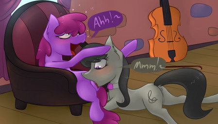anus bow_(stringed_instrument) bowed_string_instrument butt cello chair cunnilingus cutie_mark detailed_background drunk duo female female/female feral furniture genitals inside musical_instrument oral sex sitting string_instrument substance_intoxication text vaginal vulva marsminer friendship_is_magic hasbro my_little_pony berry_punch_(mlp) octavia_(mlp) equid equine horse mammal pony absurd_res digital_media_(artwork) hi_res