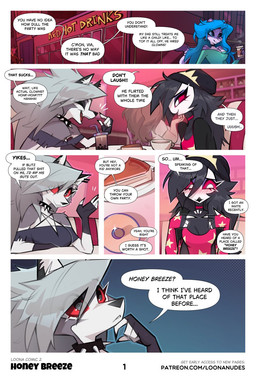anthro arm_tuft beverage black_clothing black_collar black_nose blue_hair blush cafe clothed clothing coffee collar dialogue drinking_straw eyes_closed female female_anthro food fur grey_arms grey_body grey_fur hair happy holding_object long_hair looking_at_another multicolored_body multicolored_clothing multicolored_fur narrowed_eyes open_mouth open_smile profanity shoulder_tuft smile speech_bubble spiked_collar spikes teal_clothing text topwear tuft white_arms white_body white_ears white_fur conditional_dnp loonanudes hellaverse helluva_boss mythology loona_(helluva_boss) octavia_(helluva_boss) canid canid_demon canine demon hellhound mammal mythological_canine mythological_creature comic english_text hi_res url