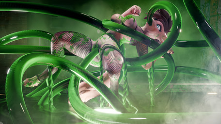 anthro anthrofied armwear big_breasts blue_eyes blush breast_play breasts clothed clothing female female_penetrated fishnet_armwear fishnet_clothing fishnet_legwear fishnet_topwear forced fur genitals green_slime held_up inside legwear nipples nude oral oral_penetration partially_clothed penetration pink_body pink_fur questionable_consent rape restrained science_fiction sex solo tentacle_in_mouth tentacle_in_vagina tentacle_penetration tentacle_rape tentacle_sex tentacles thigh_highs topwear vaginal vaginal_penetration vulva lill_esp canid canine fox mammal rexouium tentacle_creature 3d_(artwork) absurd_res blender_(artwork) digital_media_(artwork) hi_res