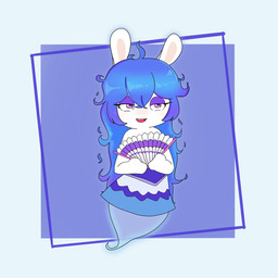 anthro arms_bent bangs blue_hair clothed clothed_anthro clothed_female clothing dress eyelashes female female_anthro glowing glowing_body hair half-closed_eyes holding_fan legless light long_ears long_hair looking_at_viewer mitten_hands multicolored_hair narrowed_eyes noseless open_mouth open_smile paper_fan purple_clothing purple_dress purple_eyes purple_hair simple_background smile smiling_at_viewer solo tan_inner_ear translucent translucent_body two_tone_hair wavy_hair white_background peypey_mei1925 mario_bros mario_plus_rabbids_sparks_of_hope nintendo raving_rabbids rayman_(series) ubisoft midnite_(mario_plus_rabbids) ghost hybrid lagomorph mammal rabbid spirit 1:1 2024 colored crossover digital_drawing_(artwork) digital_media_(artwork) hi_res lighting