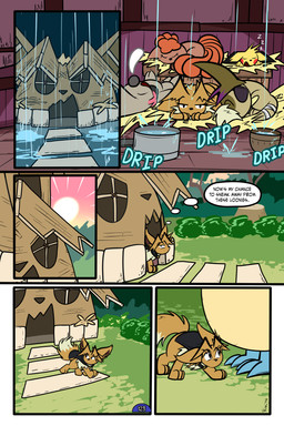 6_panel_comic ambiguous_gender bandage biped black_cape black_clothing black_eyes black_nose black_text blue_text brown_body brown_fur brown_hair bucket building cape cheek_spots closed_smile clothing container day dialogue eye_patch eyebrows eyelashes eyewear feral fluffy fluffy_tail fur group hair hay hay_bale house inner_monologue inside looking_at_another looking_back lying mouth_closed multi_tail neck_tuft on_front one_eye_obstructed outside pawpads paws plant quadruped red_cheeks shrub sky sleeping smile sound_effects sunrise tail text thinking tree tree_stump tuft tusks vowelless vowelless_sound_effect walking water white_sclera window yellow_body zzz virmir nintendo pokemon pokemon_mystery_dungeon spike_chunsoft medik_jackal sierra_(virmir) twobyfour_(virmir) virmir_(character) zinc_(zincxiron) axew eevee generation_1_pokemon generation_2_pokemon generation_5_pokemon humanoid pichu pokemon_(species) timburr vulpix 2026 2:3 absurd_res comic english_text hi_res signature female_(lore) male_(lore)