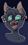 anthro black_body black_fur fangs fur green_eyes male open_mouth open_smile pupils slit_pupils smile solo teeth mvsnake domestic_cat felid feline felis mammal hi_res icon