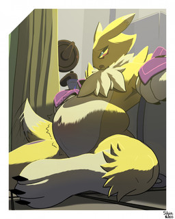 ambiguous_gender anthro bathroom bathtub belly big_belly blue_eyes bodily_fluids border chest_tuft drooling enema floor fur hose hose_in_butt hose_inflation inflation leg_markings liquid_inflation looking_down looking_down_at_belly looking_down_at_self markings navel open_mouth saliva shower_curtain sitting sitting_on_ground socks_(marking) solo tail tail_motion tailwag tile tile_floor tuft water_inflation white_body white_border white_fur yellow_body yellow_fur silvia_nexus_(artist) bandai_namco digimon fan_character vixis_(silvia_nexus) canid digimon_(species) mammal renamon 2025 digital_drawing_(artwork) digital_media_(artwork) english_description hi_res nonbinary_(lore)