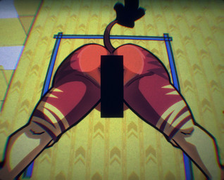ambiguous_gender anthro butt butt_markings censor_bar censored_genitalia fur glory_wall markings solo striped_body striped_fur stripes tail through_wall areye_(artist) the_backrooms lo-lo_(areye) giraffid mammal okapi censored gynomorph_(lore) nonbinary_(lore) trans_(lore)