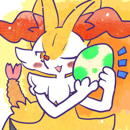 ambiguous_anthro ambiguous_gender anthro biped blush blush_stickers egg emanata food front_view holding_egg holding_object no_pupils object_in_tail one_eye_closed open_:3 open_mouth open_smile pokemon_egg rubbing_cheek shrimp_(food) simple_background smile snout solo tail annyui0611 nintendo pokemon braixen canid generation_6_pokemon mammal pokemon_(species) 1:1 2023 digital_drawing_(artwork) digital_media_(artwork) half-length_portrait hi_res japanese_description portrait translated_description