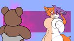after_transformation anthro big_breasts blue_background breasts featureless_breasts featureless_crotch female hair hand_on_breast hypnosis hypnotic_eyes mind_control orange_body orange_hair pink_eyes plushie purple_background purple_hair simple_background solo teddy_bear white_body midnite_fsnax animate_inanimate canid canine canis domestic_cat domestic_dog felid feline felis hybrid living_plushie mammal 16:9 hi_res widescreen busty_boy_(lore) male_(lore)