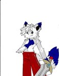 anthro bottomwear canid canine clothed clothing colored digital_media_(artwork) dipstick_ears ear_markings fox fur gloves_(marking) hi_res holding_object male mammal markings melee_weapon multicolored_ears pants solo standing superbunnygt sword tail topless weapon