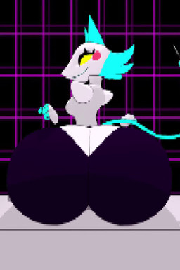 anthro big_butt black_body blue_body blue_hair blush breasts bubble_butt butt butt_slam clothing eyelashes female floating_hands geometric_background grid_background hair huge_butt hyper hyper_butt legwear looking_at_viewer looking_back medium_breasts multicolored_body panties pattern_background pointy_nose shoulder_pads side_boob simple_background small_waist smile solo tail thigh_highs underwear white_body white_clothing wide_hips yellow_eyes woodworkssfm deltarune undertale_(series) tasque_manager darkner felid feline mammal robot_anthro 2021 3d_(artwork) 3d_animation animated digital_media_(artwork) hi_res loop no_sound short_playtime source_filmmaker_(artwork) webm