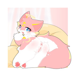 anus female feral fur genitals humanoid_genitalia humanoid_vulva kemono lying open_mouth open_smile pink_body pink_fur rear_view simple_background smile solo vulva white_body white_fur neisawa neisawa(neisawawww) canid canine fox mammal 1:1 absurd_res hi_res