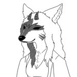 anthro dorime female solo kawattame dogelore alexis_kawatta cheems island_(species) 1:1 meme monochrome