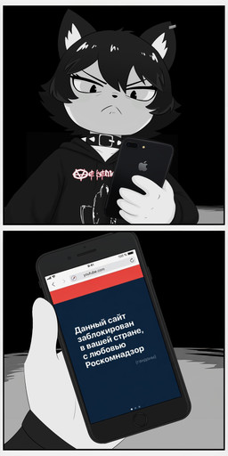5_fingers angry anthro black_body black_fur black_hair cellphone choker clothing collarbone dark ear_piercing ear_ring electronics female fingers frown frustrated fur hair hoodie jewelry necklace phone piercing pointy_ears pouting prick_ears ring_piercing short_hair smartphone solo spiked_choker text topwear white_body white_fur razval apple_inc. iphone youtube death_(personification) valeria_(razval) domestic_cat felid feline felis mammal absurd_res comic hi_res russian_text translated