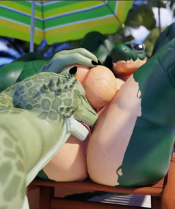 anal anthro anthro_on_anthro anus balls beach duo erection eyewear genitals male male/male male_rimming_male muscular muscular_male nails oral penis rimming rimming_male sex sunglasses teeth vein connivingrat helm_(connivingrat) lizard_(petruz) alligator alligatorid crocodilian lizardman reptile scalie
