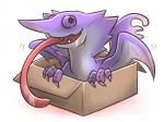 4:3 ambiguous_gender box canes-cm capcom cardboard cardboard_box chameleos container dragon elder_dragon feral if_it_fits_i_sits_(meme) in_box in_container membrane_(anatomy) membranous_wings meme monster_hunter mythological_creature mythological_scalie mythology reptile scalie simple_background solo tongue white_background wings