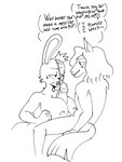 anthro big_breasts big_penis bodily_fluids breast_play breasts burn_scar cliven_(the_weaver) dialogue duo female genitals hand_on_breast male male/female mane missing_ear penis scar sex sitting sweat sweatdrop text titfuck anonymous_artist five_nights_at_freddy's five_nights_at_freddy's_3 roommates:motha scottgames april_marchand_may_(roommates) springtrap_(fnaf) equid equine horse lagomorph leporid mammal rabbit 3:4 english_text monochrome