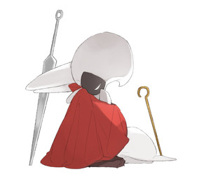 anthro biped black_body cloak clothing duo empty_eyes female female/female hornet's_needle hug hugging_another kneeling melee_weapon mouthless narrowed_eyes red_cloak red_clothing side_view simple_background sitting sword sword_in_ground weapon white_background white_body white_eyes justdog hollow_knight:_silksong hollow_knight_(franchise) team_cherry hornet_(hollow_knight) lace_(hollow_knight:_silksong) arthropod humanoid insect 2025 digital_drawing_(artwork) digital_media_(artwork) hi_res