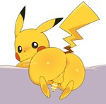 anthro anus backsack balls big_butt blush butt erection feral fur genitals humanoid_genitalia humanoid_penis looking_back male penis perineum simple_background small_balls small_penis solo white_background wide_hips yellow_body yellow_fur dntks_4320 nintendo pokemon generation_1_pokemon pikachu pokemon_(species) censored hi_res