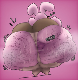 anthro anus big_butt butt cellulite clothing dress elderly_female eyewear female freckled_butt freckles glasses heart_symbol huge_butt huge_hips huge_thighs hyper hyper_butt legwear motion_lines onomatopoeia pink_body solo sound_effects spread_butt spreading text thick_thighs thigh_highs wide_hips crowundeadcat cartoon_network the_amazing_world_of_gumball joanna_watterson lagomorph leporid mammal rabbit english_text hi_res