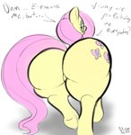 big_butt butt cutie_mark female feral hair pink_hair pink_tail solo tail text trotting walking wings yellow_body gloryworm friendship_is_magic hasbro my_little_pony mythology fluttershy_(mlp) equid equine mammal mythological_creature mythological_equine pegasus english_text hi_res sketch