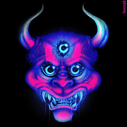 2_horns 3_eyes ambiguous_gender bared_teeth black_background bodily_fluids cheekbones curved_horn fangs front_view glistening glistening_eyes hair horn multi_eye not_furry open_mouth pupils saliva sharp_horn sharp_teeth simple_background solo teeth tongue louceph asian_mythology east_asian_mythology japanese_mythology mythology demon humanoid oni yokai 1:1 cool_colors detailed headshot_portrait hi_res icon portrait