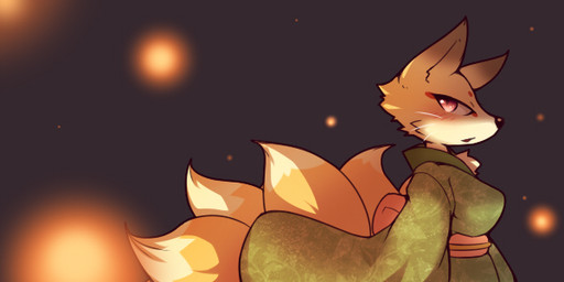 anthro asian_clothing black_nose breasts clothed clothing dipstick_tail east_asian_clothing female female_anthro fur green_clothing japanese_clothing kimono looking_at_viewer markings multi_tail multicolored_tail orange_body orange_fur pink_eyes red_eyes side_view simple_background solo tail tail_markings tan_body tuft whiskers yellow_body yellow_fur omunikin mythology canid canine fox fox_spirit mammal mythological_canine mythological_creature 2013 digital_media_(artwork)