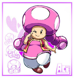 5_fingers blush blush_lines bodily_fluids bottomwear breasts brown_clothing brown_eyes brown_footwear brown_shoes cleavage clothed clothing cross-popping_vein dress emanata exclamation_point eyebrows eyelashes face_squish fair_skin female fingers fire footwear fungus gesture hair hand_gesture hand_on_cheek heart_symbol looking_at_viewer looking_away medium_breasts mushroom narrowed_eyes not_furry one_eye_closed outline overweight overweight_female overweight_humanoid pants pigtails pink_clothing pink_dress pink_hair pointing purple_outline red_clothing red_topwear red_vest shoes simple_background smile smiling_at_viewer solo squish sweat sweatdrop topwear vest watery_eyes white_background white_bottomwear white_clothing white_hair white_pants wink winking_at_viewer ace2564 mario_bros nintendo toadette elemental_creature elemental_humanoid fungi_fauna fungi_humanoid humanoid mushroom_humanoid toad_(mario) 2026 watermark