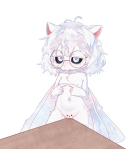 antennae_(anatomy) anthro black_sclera blush blush_lines breasts clitoris digitigrade eyelashes eyewear female genitals glasses hair half-closed_eyes insect_wings legs_up lepidopteran_wings looking_at_viewer narrowed_eyes nipples nude pawpads paws pink_nose pink_pawpads pink_paws shy simple_background solo standing teats thick_thighs tuft vaginal vulva wavy_hair white_body white_eyelashes white_eyes wings young ttaki pussy-cat_(meme) casmos_(ttaki) felid feline mammal hi_res adult_(lore)
