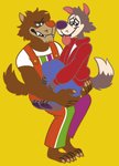 anthro cereal duo food male male/male mascot cryena cookie_crisp general_mills monster_cereals mythology chip_the_wolf frute_brute canid canine canis mammal mythological_canine mythological_creature werecanid werecanine werecreature werewolf wolf hi_res