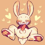 1:1 anthro blush eggsslimeything fluffy fluffy_tail genitals heart_symbol hi_res lagomorph male mammal max_(sam_and_max) penis rope sam_and_max sharp_teeth smile solo tail teeth tied-up warm_colors