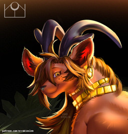 ear_piercing female feral freckled_face freckles gold_(metal) gold_jewelry horn jewelry looking_at_viewer necklace piercing simple_background solo errokioslem deer mammal hi_res portrait three-quarter_portrait